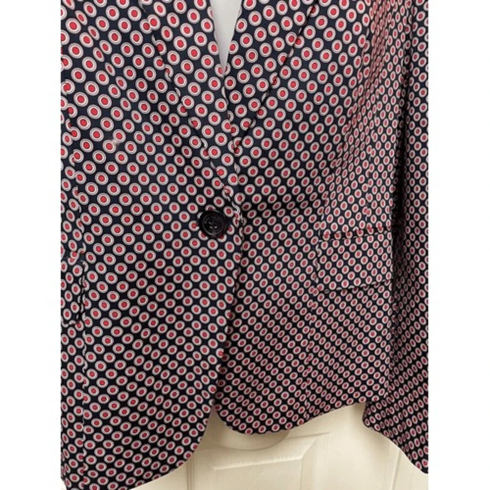 Michael Kors Blazer Size 14 Red‎ White Blue Dots Spring Tailored Business Office